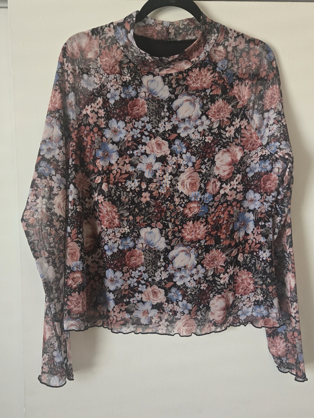 Floral SEMI SHEER longsleeve Shirt